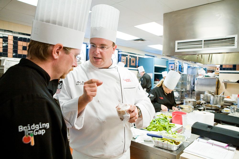 Executive Chef Matt Burton from ConAgra leads a Culinary Fundamentals class for Food Scientists at the CIA to teach essential culinary skills.