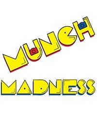 A graphic featuring the words "Munch Madness" in bold, yellow, geometric-style lettering with red and blue accents. The word "Munch" is positioned diagonally, and the word "Madness" is centered below it, both on a white background.