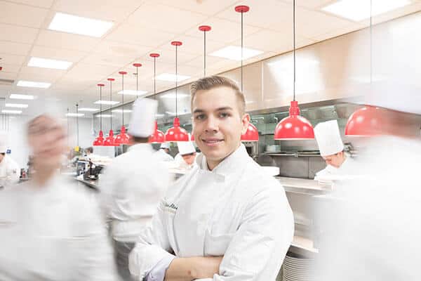 Culinary Institute of America transfer student in the kitchen.