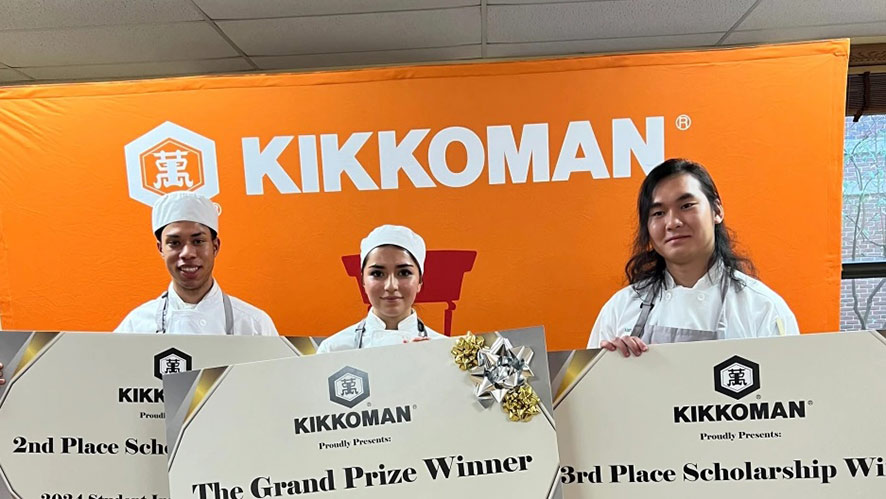 Image of the first, second, and third place finishers in CIA’s Kikkoman Student Innovation Challenge.