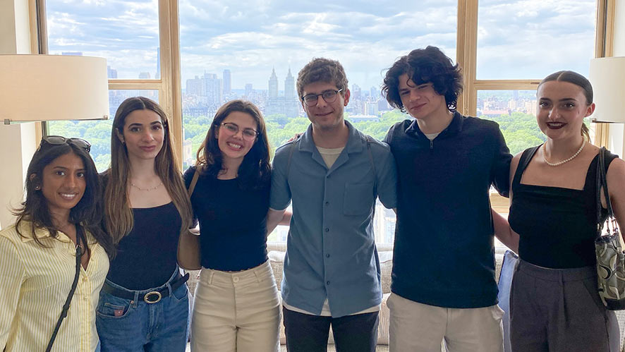 Image of six CIA students in the Hospitality Club visiting the Carlyle Hotel in New York City.