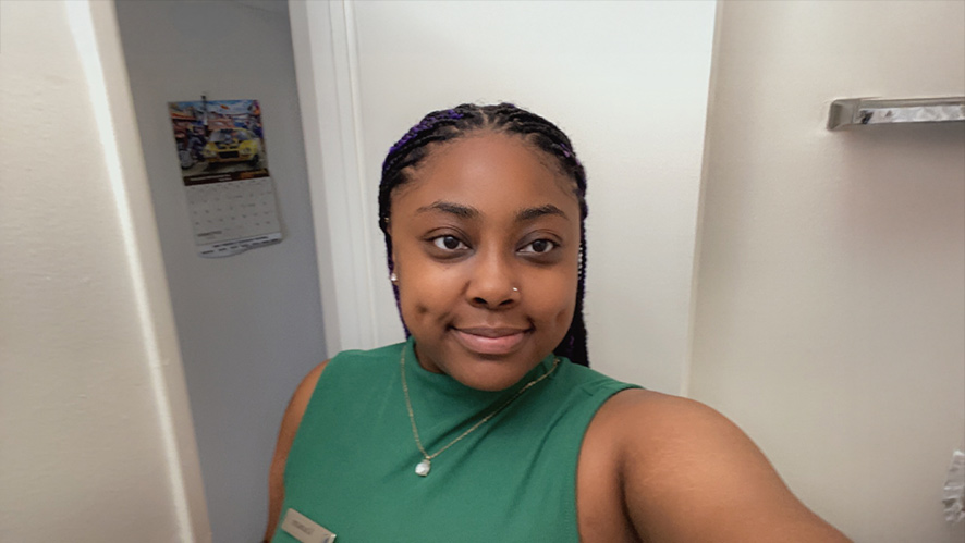CIA Food Business Management student Khamaree Howard in a CIA dorm room.